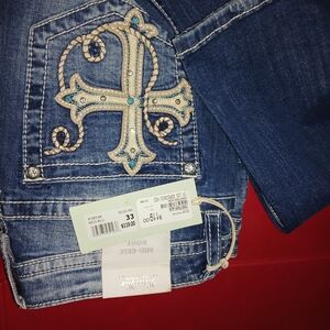 Miss Me Blue Boot Cut Jeans with Embellished Pocket